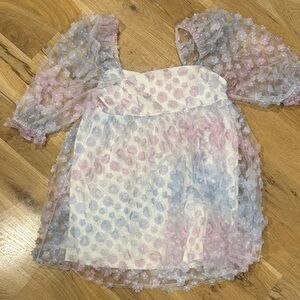 Floral ombré pastel dress in Pink and Blue and purple